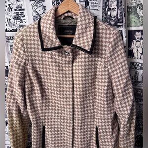 Rare Vintage Coach Walking Coat Sz. L Brown Houndstooth